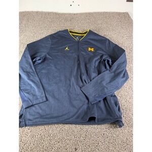 Jordan Michigan Wolverines Mens XXL Navy Blue 1/4 Zip Pullover Jacket Jumpman